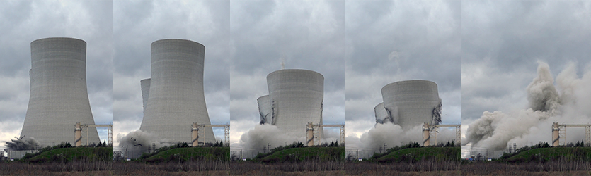 Cooling Tower Implosion Progress - building implosion sound effects