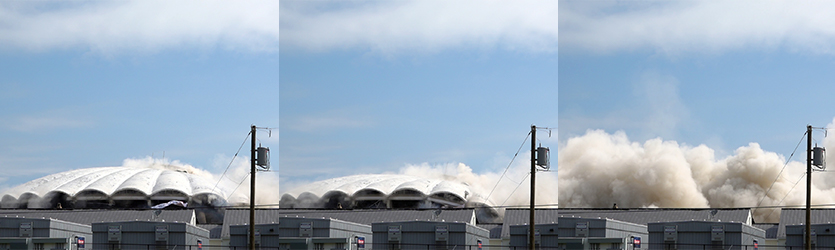 Stadium Implosion Progression - building implosion sound effects