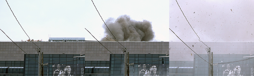 Stadium Roof Implosion Progression - building implosion sound effects