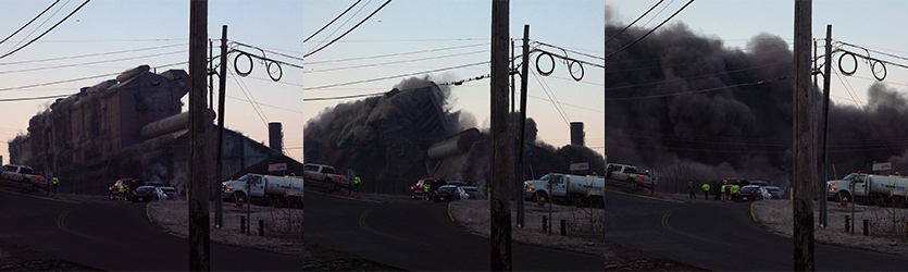 Steel Mill Implosion Progression - building implosion sound effects